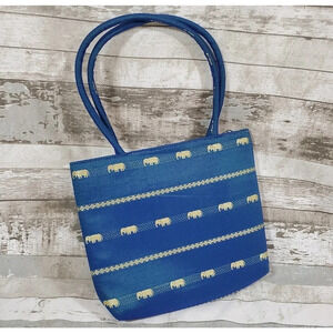 Elephant Iridescent Womens Small Shoulder Evening Bag Purse Blue Gold